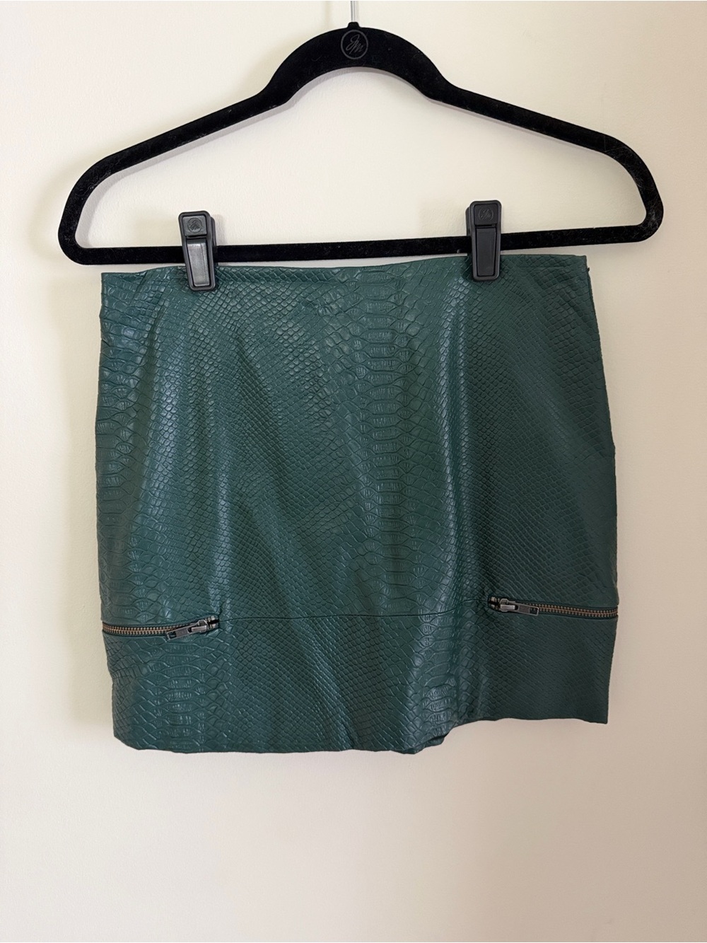 Lovers + Friends Forest Green Faux Snakeskin Mini Skirt